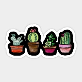 Cactus Pots Watercolor Plant -Hipster Sticker